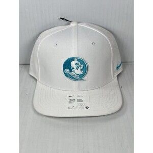 Nike Pro Florida State Seminoles FSU Turquoise Logo White Flatbill SnapBack Hat